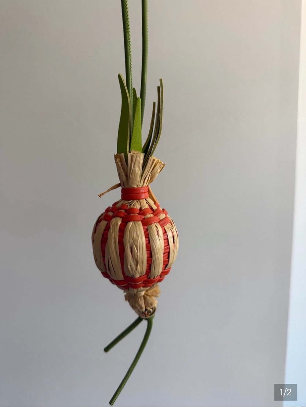 Loewe Red and Natural Woven Hanging Ornament
